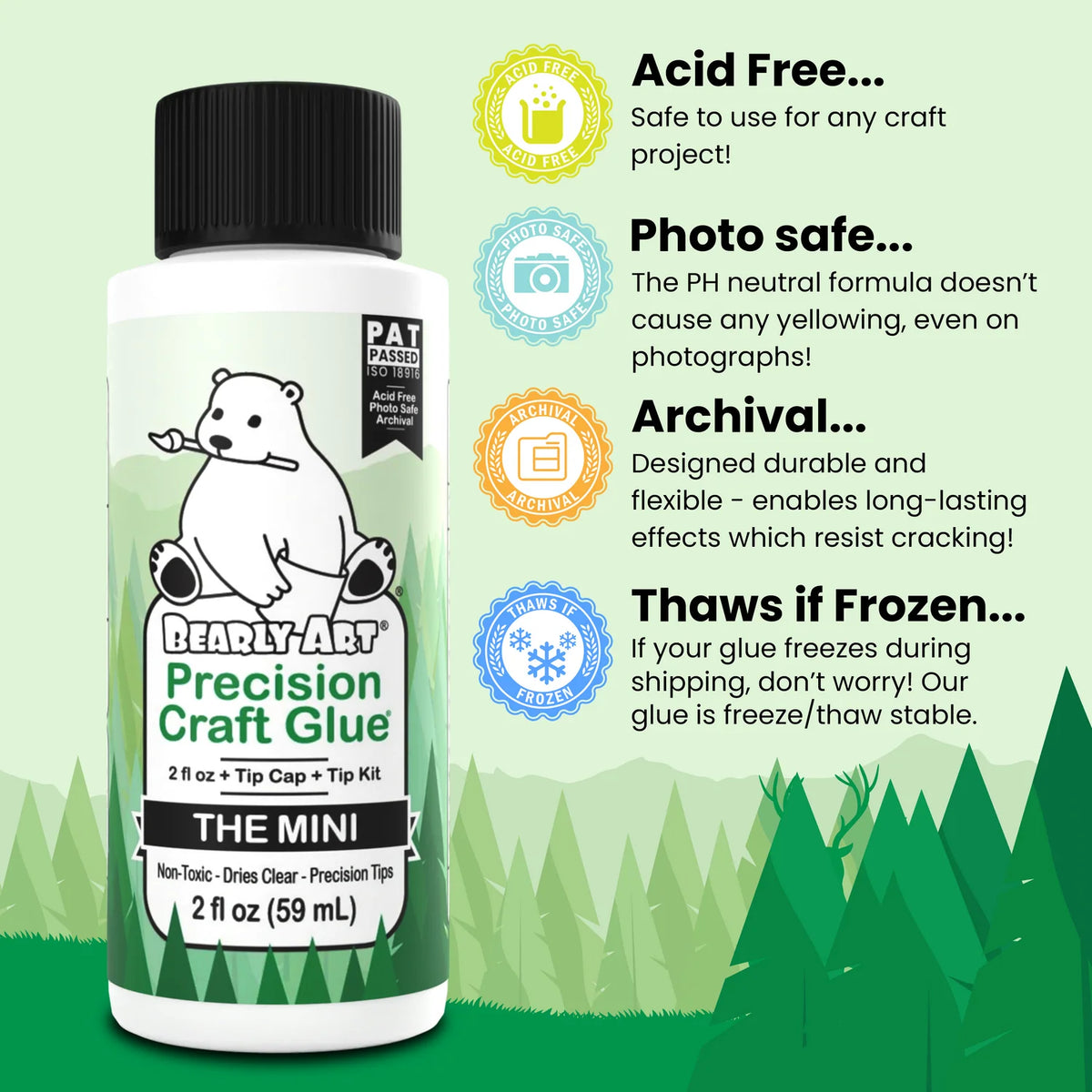 Acid-free precision craft glue bottle, white with black cap, 2 fl oz The Mini