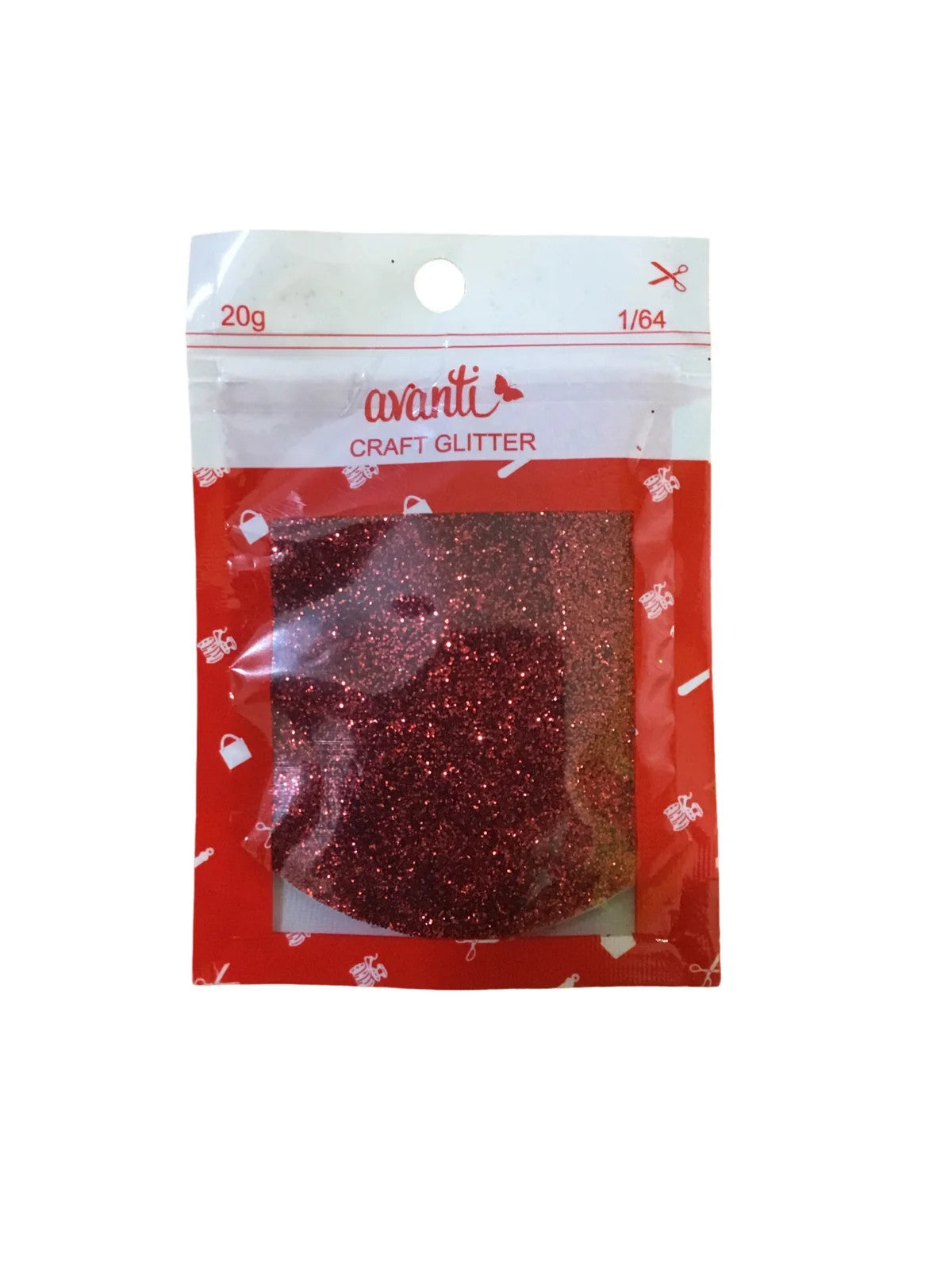 Avanti craft glitter pouch with dark red glitter, 20g pack