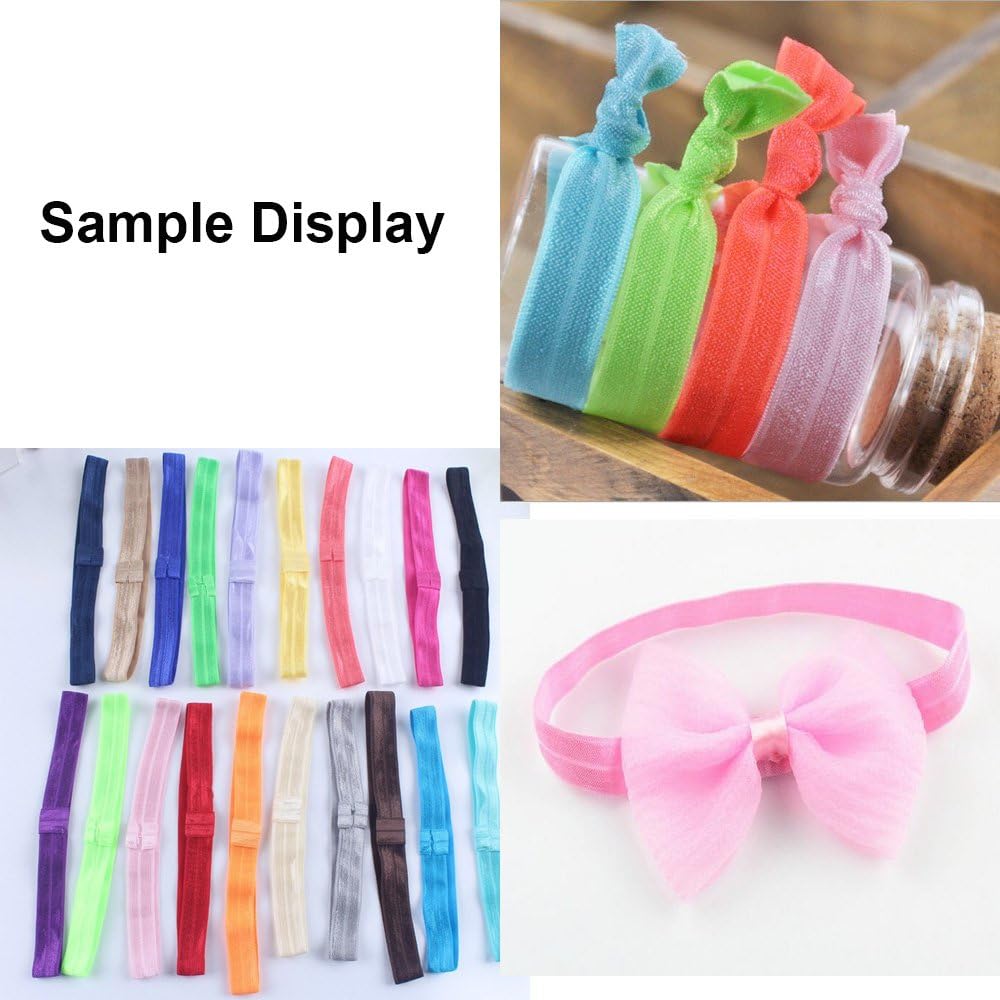 Fold-over elastic tape set with color rolls and pink bow