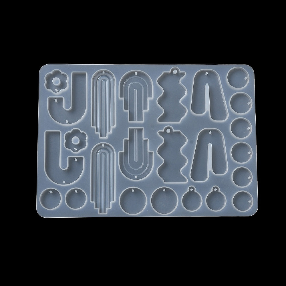 Silicone resin mold tray with U, arc, and flower-shaped pendant cavities