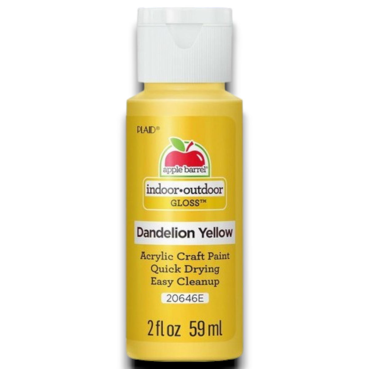 Apple Barrel Dandelion Yellow acrylic craft paint bottle, 2 fl oz, quick-dry.