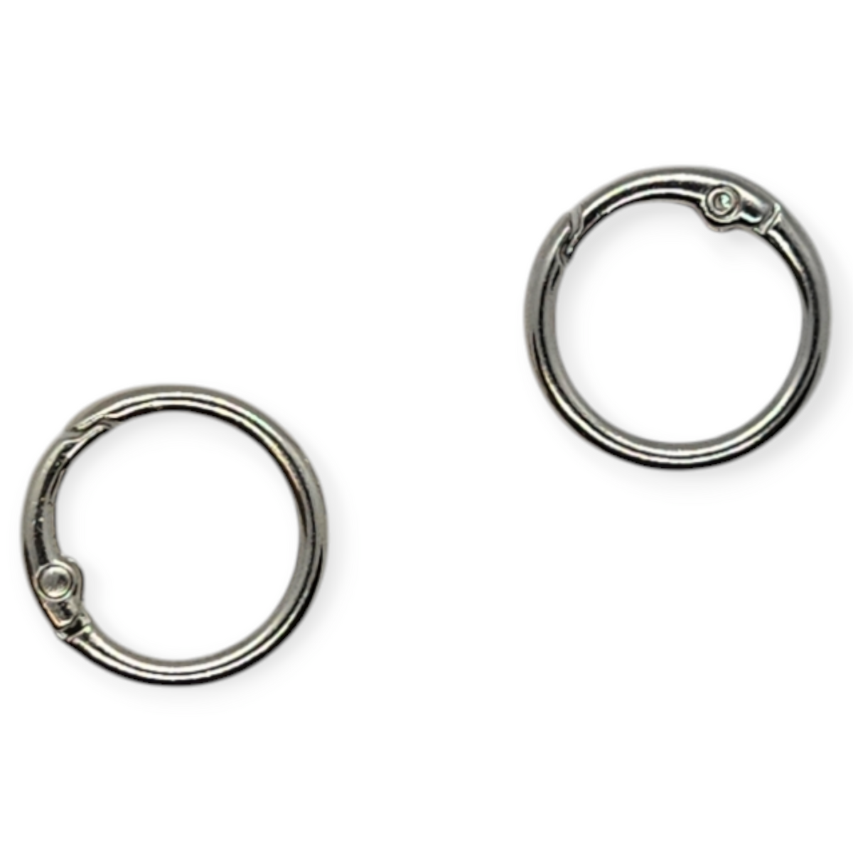 Metal spring O-ring snap hook clips with circular rings (pair)