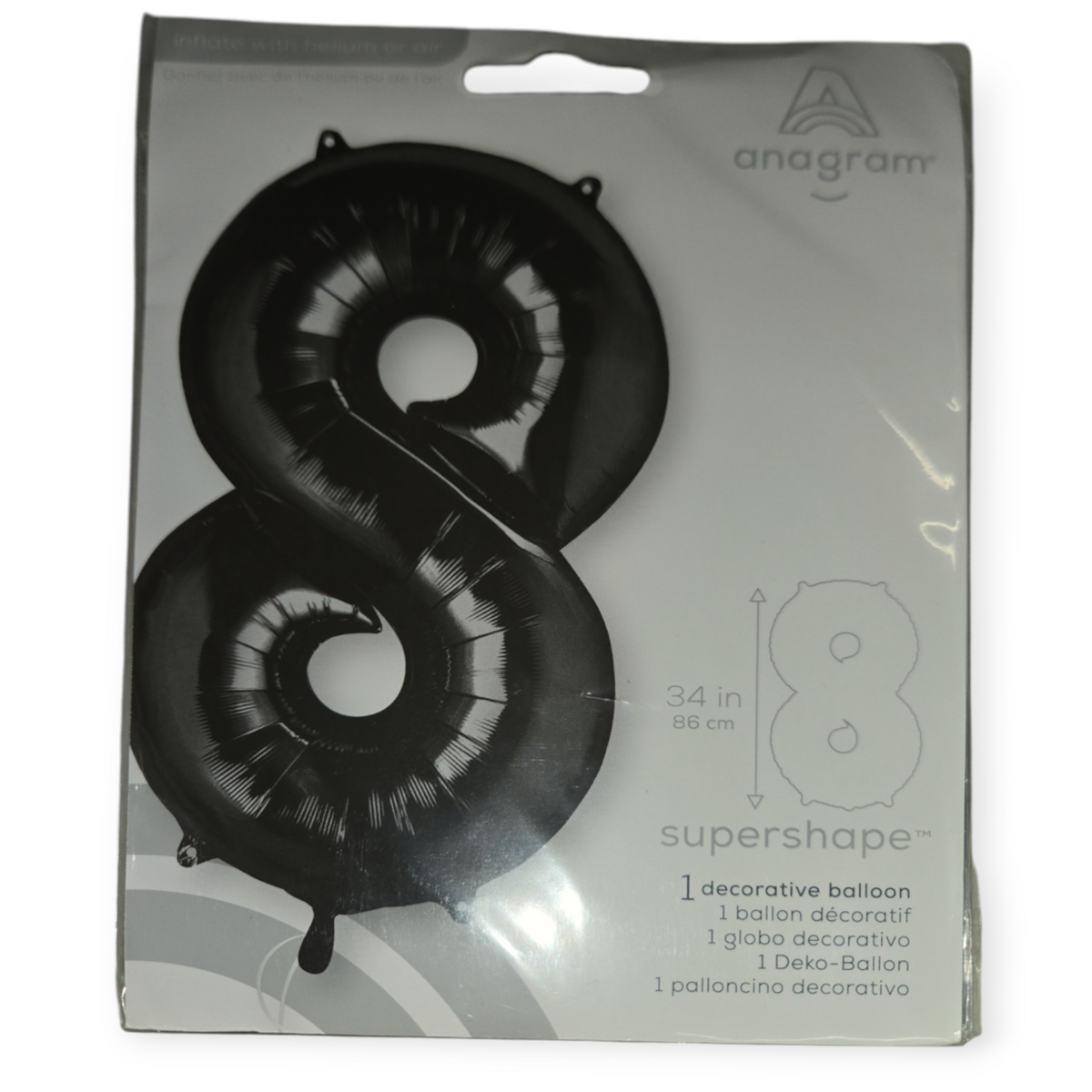 Anagram black foil number 8 supershape balloon