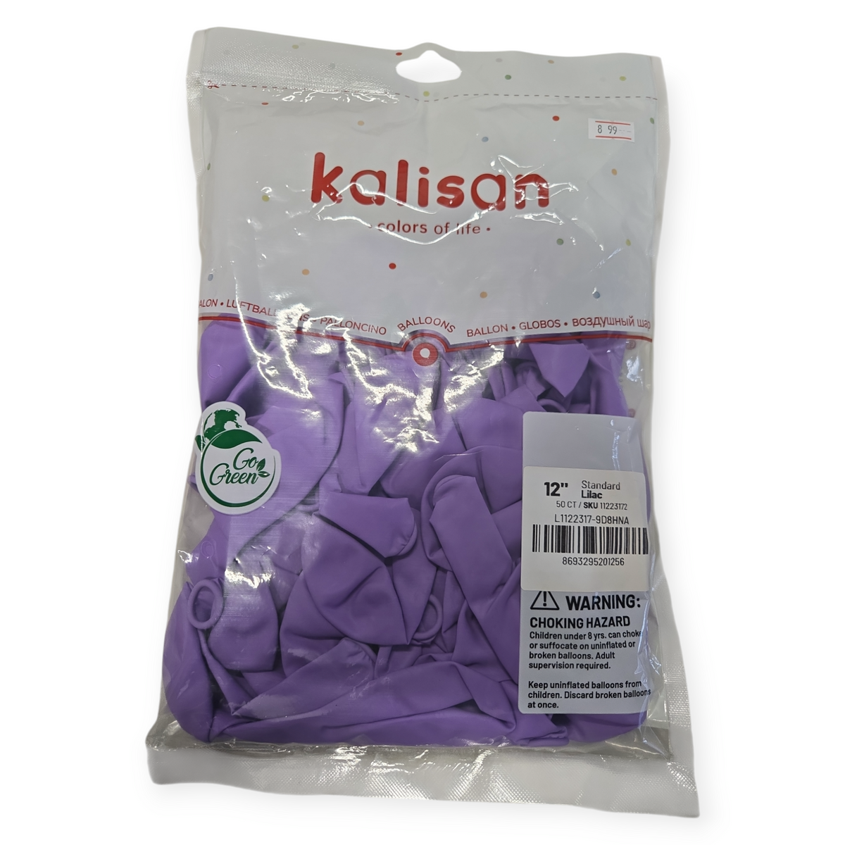 Kalisan 12" lilac natural rubber latex balloons, 50-count bag