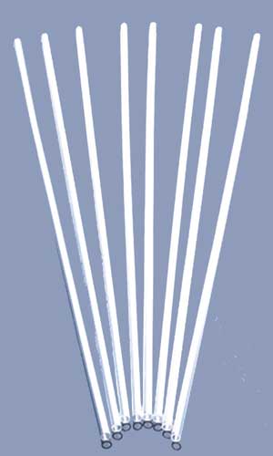 White balloon sticks, 16-inch, set of 10 with round base ends