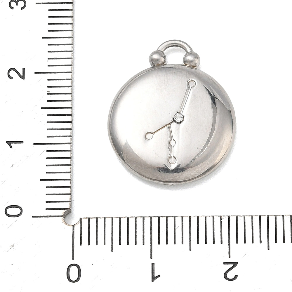 Stainless steel cancer constellation pendant, flat round back with constellation linework