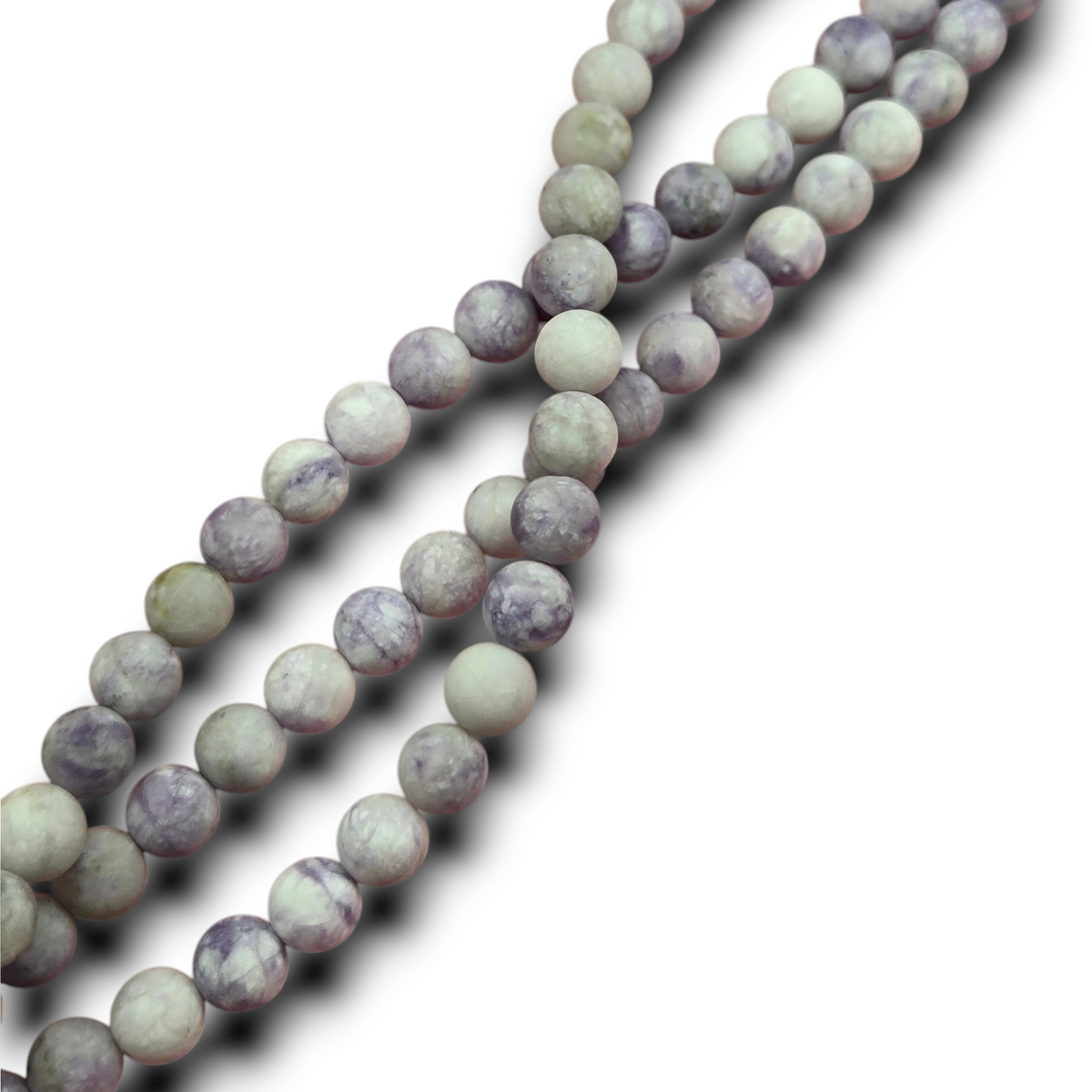 Matte round gemstone beads strand, pastel lavender and mint green, 8mm