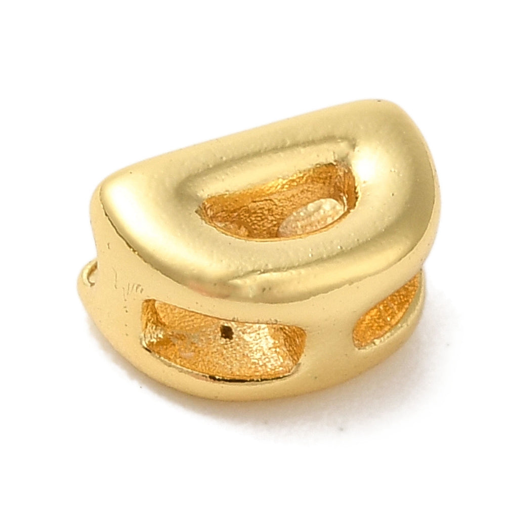 Gold-plated brass letter D charm with back opening and cut-out