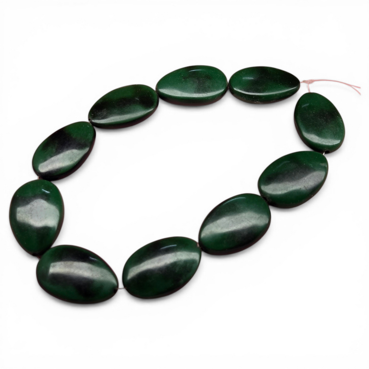 Vintage resin teardrop beads in dark green and black swirl, oval shapes