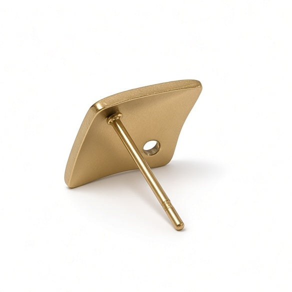Gold square earring stud finding with short post and round backing hole
