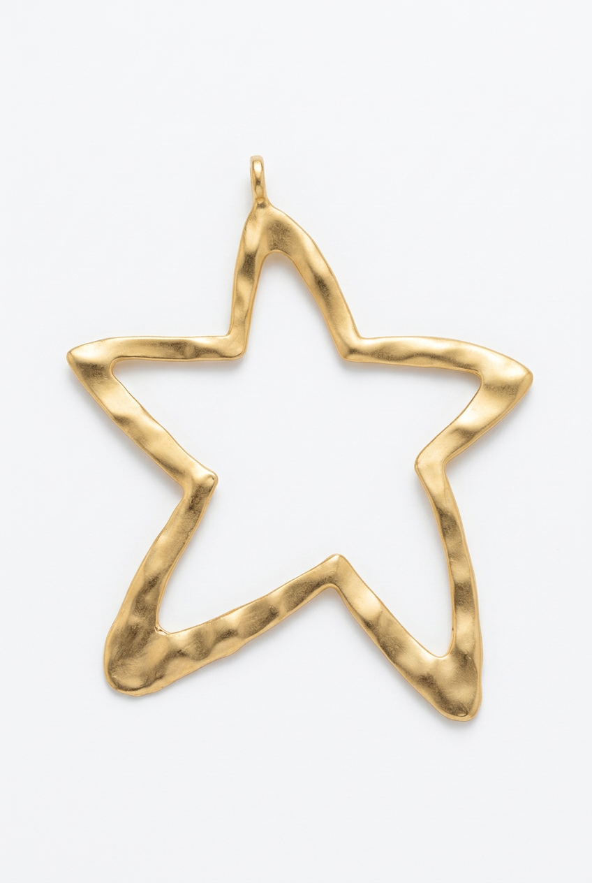 Matte gold-tone open star pendant with sculpted edges, loop bail