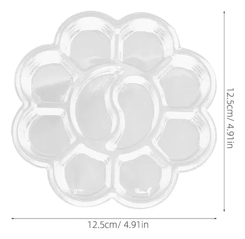 Disposable transparent paint tray, flower-shaped with 7 wells, 4.8 in