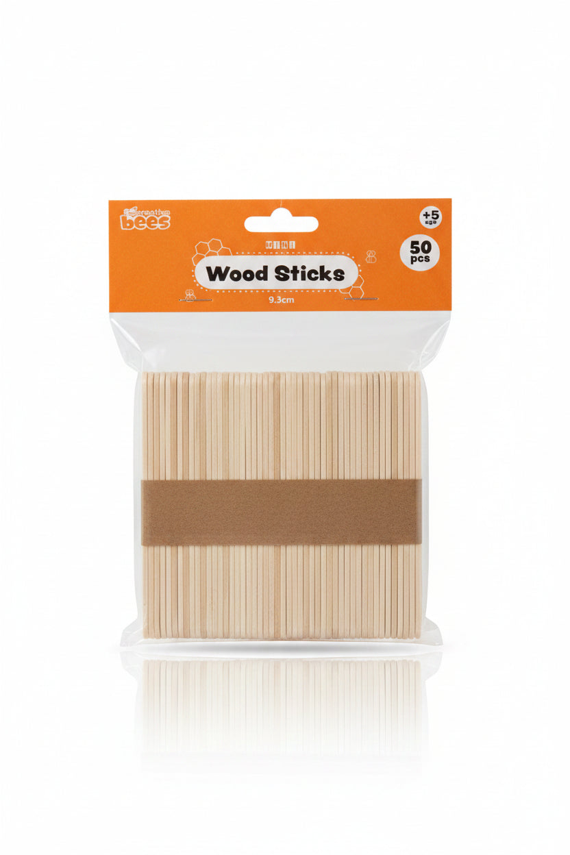 Packaged crafting wood sticks bundle of light tan wooden sticks, 50 count