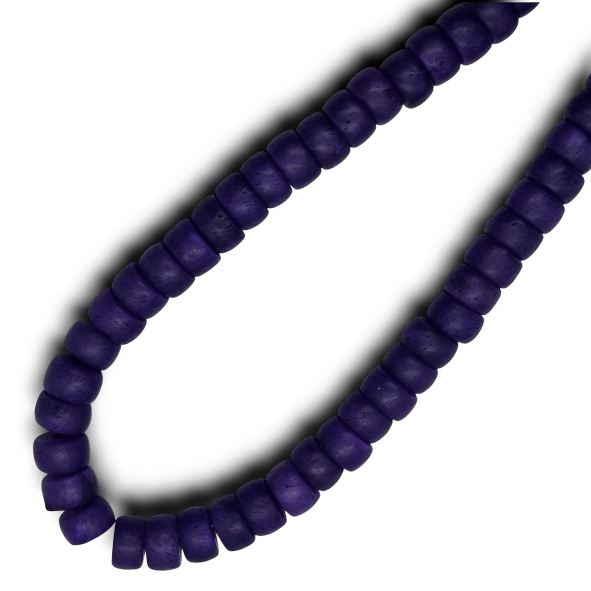Purple rondelle resin bead strand with matte oval discs