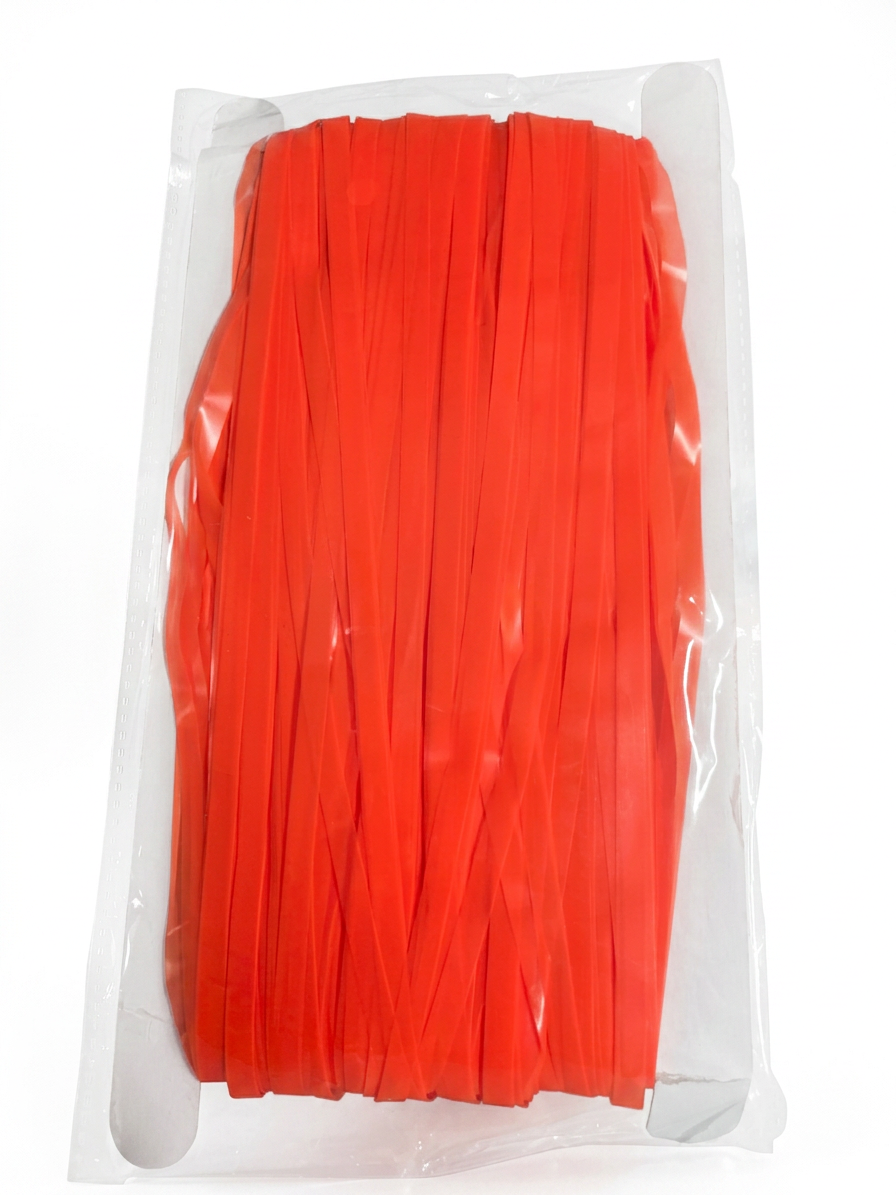 Neon orange foil fringe curtain panel with hanging strands