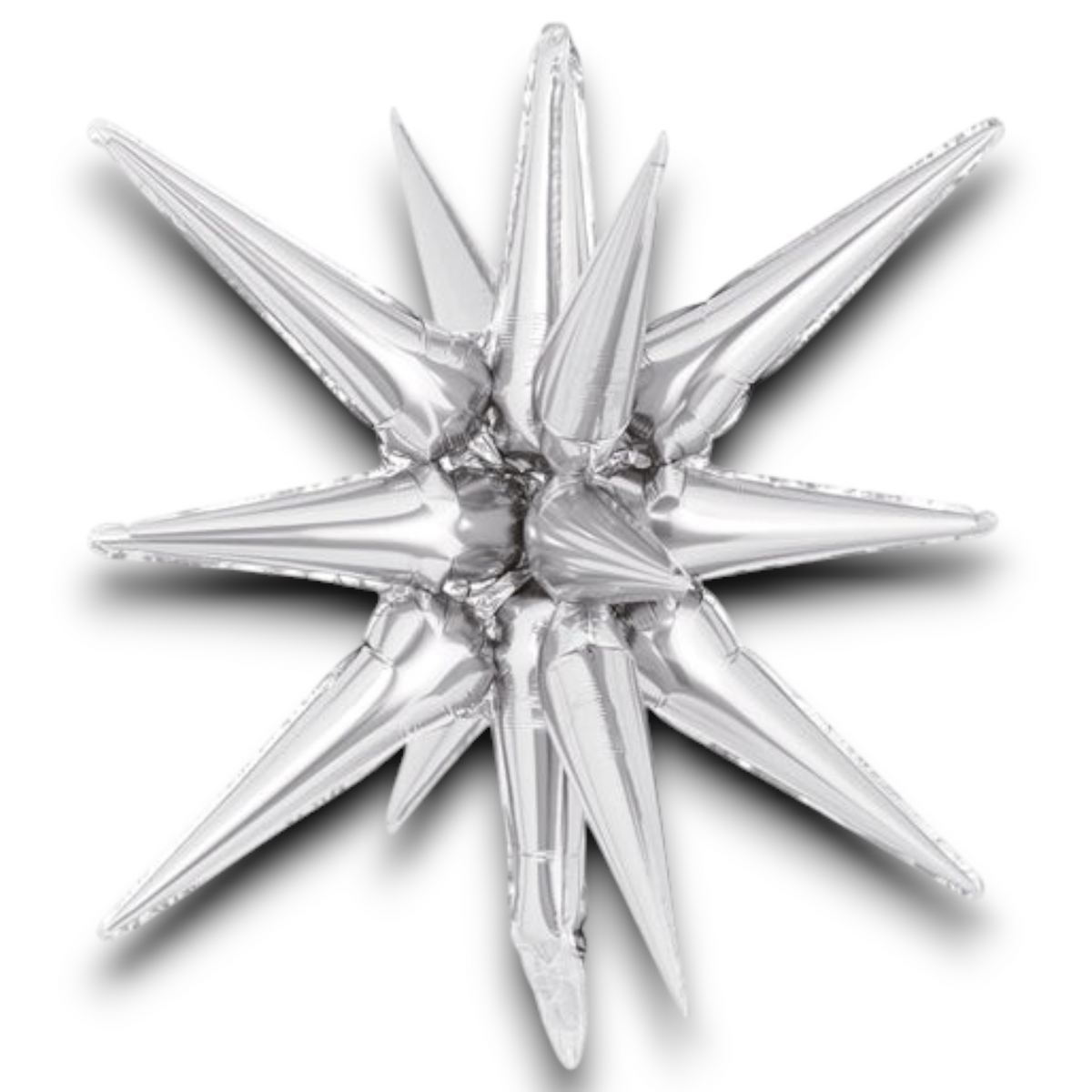 22 inch silver starburst foil balloon with crimped star points