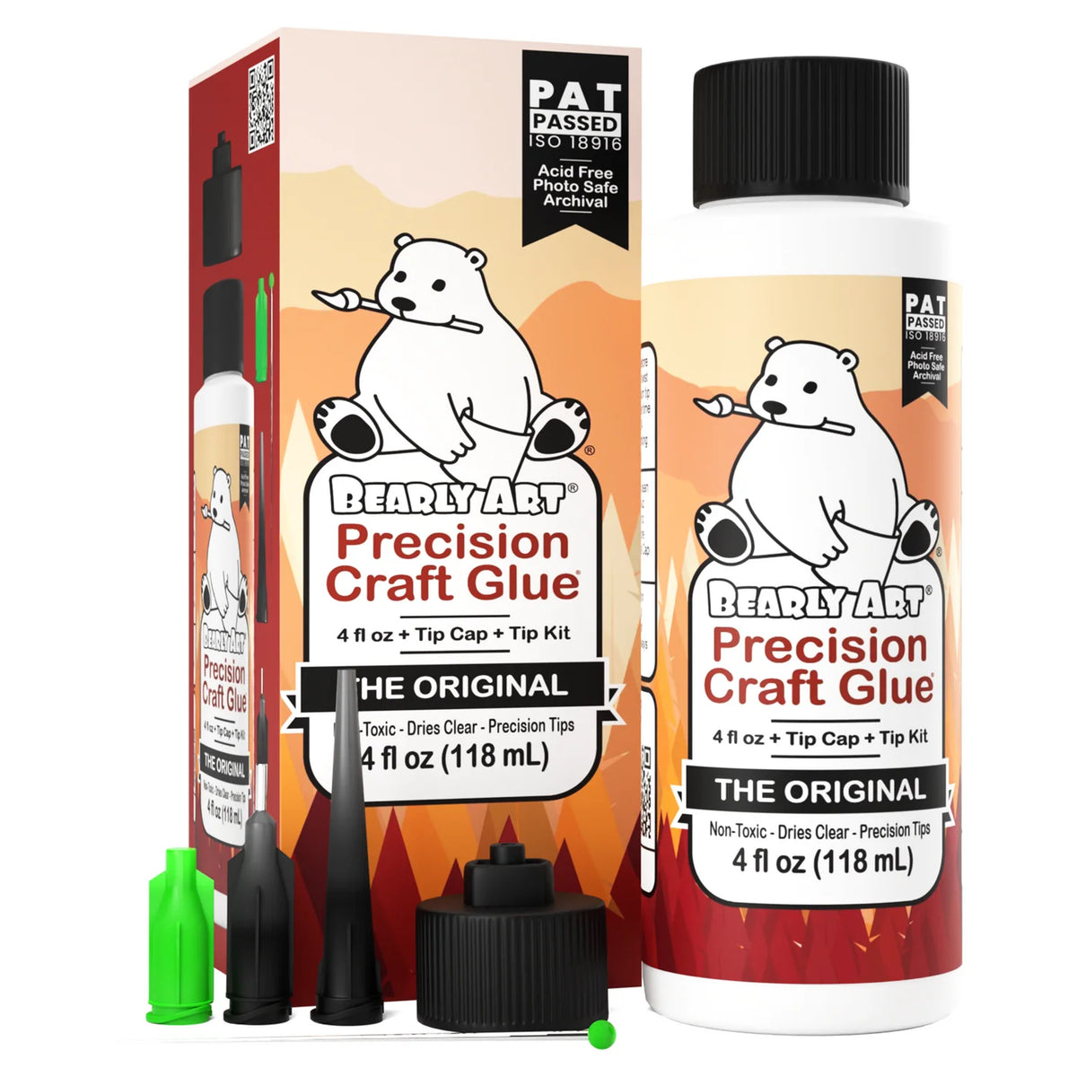 Bearly Art precision craft glue bottle with tip cap and tip kit, 4 fl oz