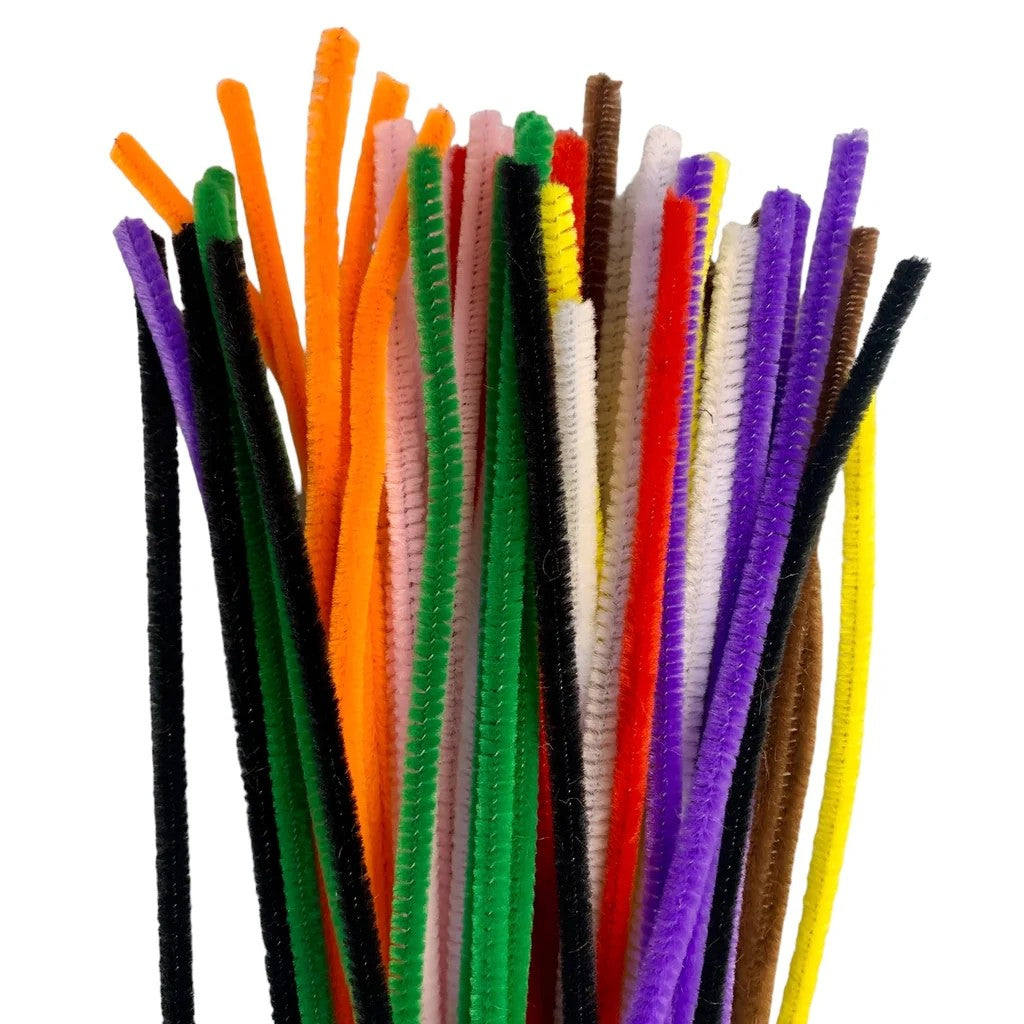 Assorted chenille craft stems, bendable fuzzy sticks in multiple colors bundle