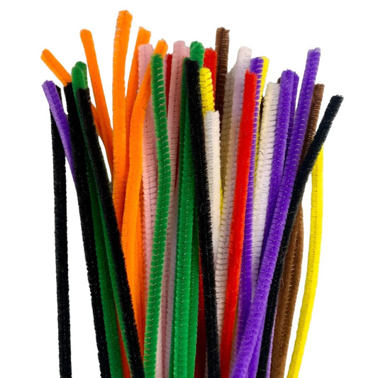 Assorted chenille craft stems, bendable fuzzy sticks in multiple colors bundle