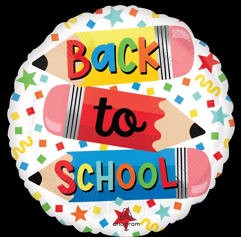 Anagram Back to School foil balloon with colorful 'Back to School' text