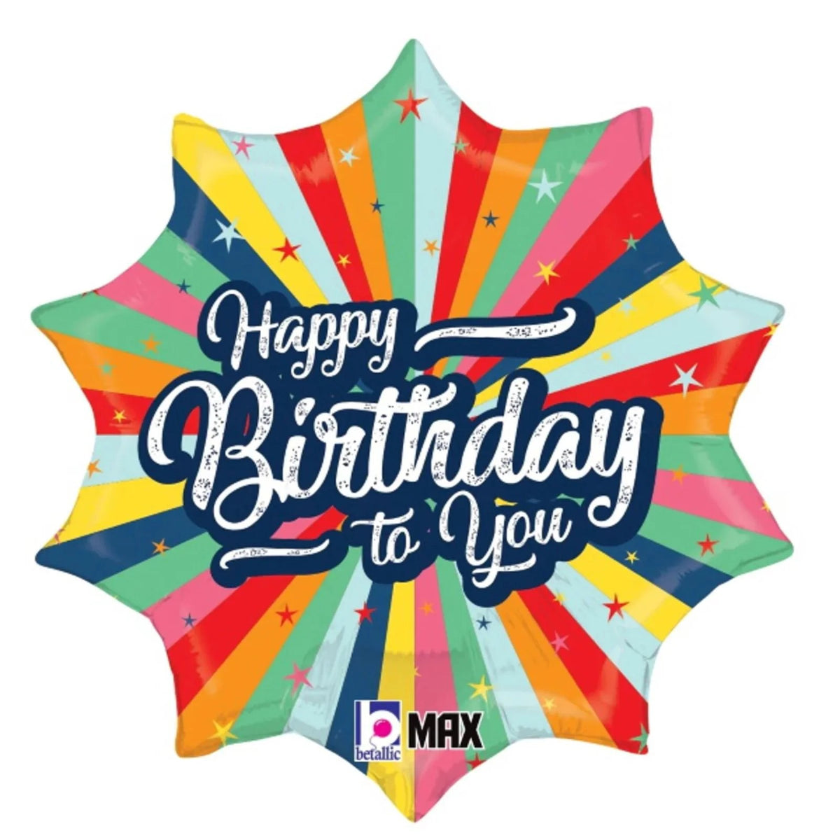 Multicolor star foil birthday balloon with Happy Birthday to You text