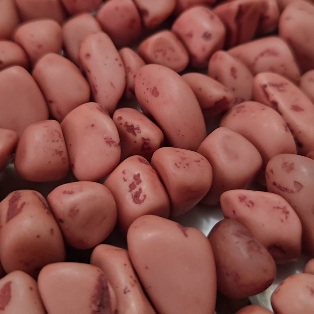 Terracotta resin chip beads strand, oval matte beads with speckled pattern