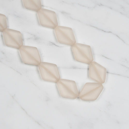 Diamond-shaped resin beads strand, clear translucent faceted beads