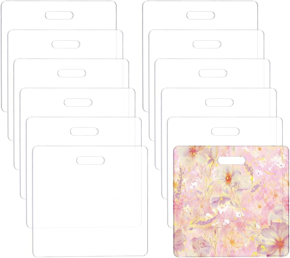 Clear acrylic badge blanks set with rounded rectangle cutout, for inserting printed designs
