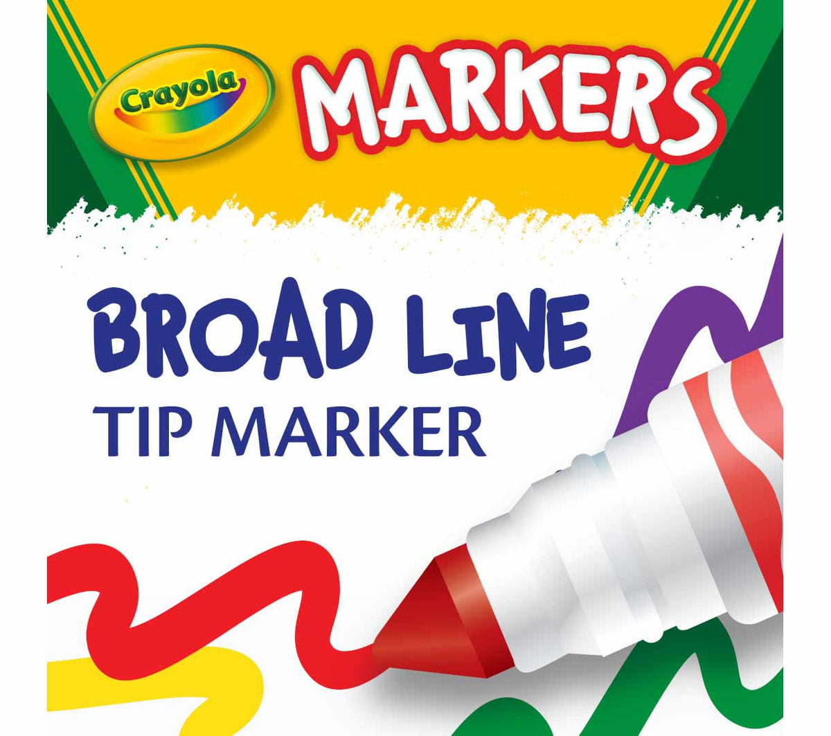 Crayola broad line tip marker close-up showing red and white marker tip