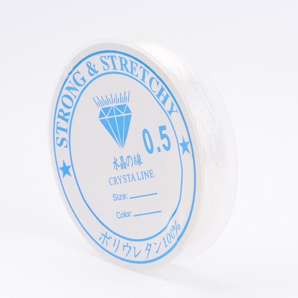 0.5mm crystal line elastic thread spool with blue logo label