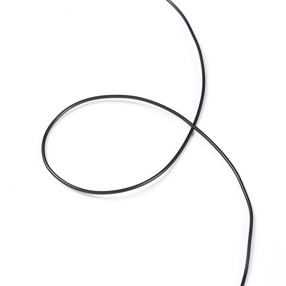 Black elastic beading cord loop, thin 0.8mm string for jewelry making.