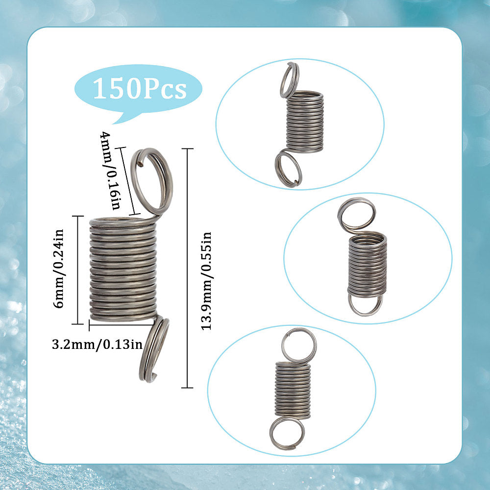 Gunmetal spring bead clamps, stacked metal clamps with loop ends