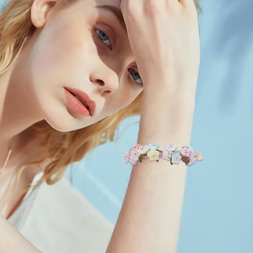Pastel acrylic flower charm bracelet with gold links