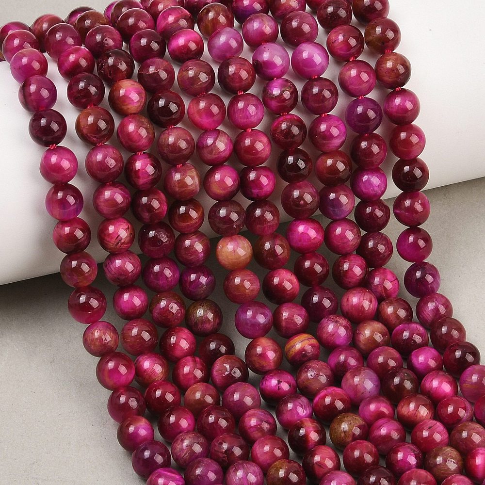 Layered dyed purple round beads strand, glossy spheres with subtle speckled spots