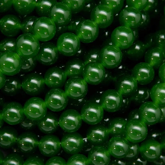 Smooth round green jade beads, 8mm, glossy finish