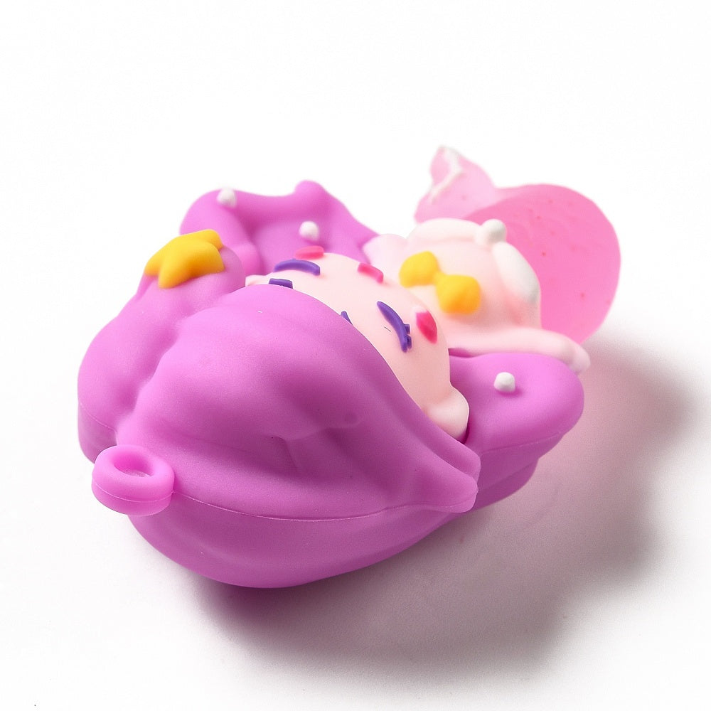 Orchid purple mermaid pendant charm lying pose with star details and loop