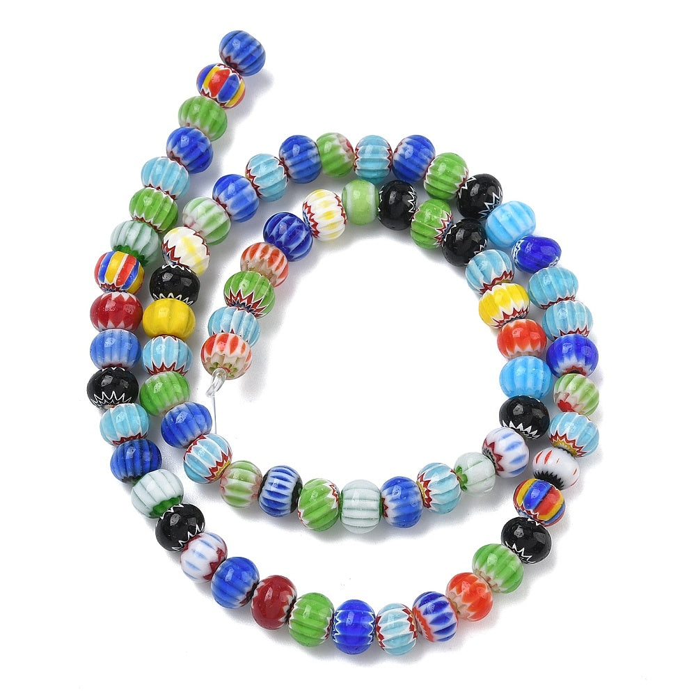Handmade glass bead bracelet with millefiori rondelle beads in mixed colors