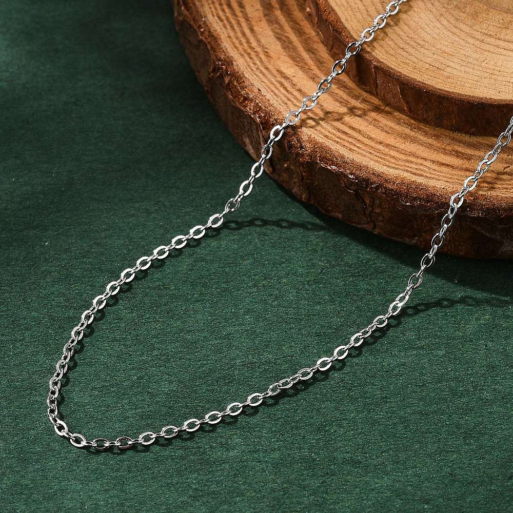 Stainless steel cable chain necklace with lobster clasp, 1mm links