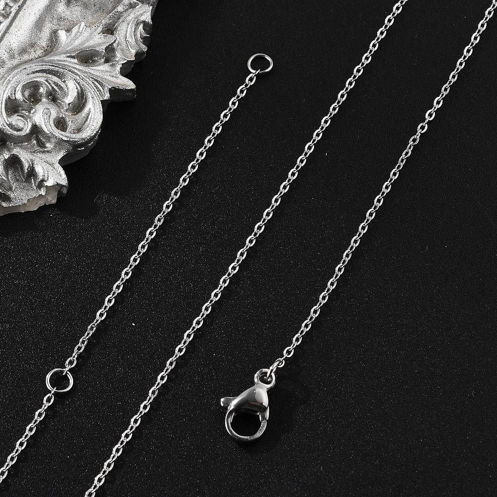 Stainless steel cable chain necklace with lobster clasp, oval link chain