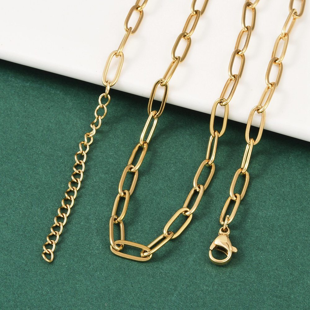 Gold paperclip chain necklace with small hook clasp ends