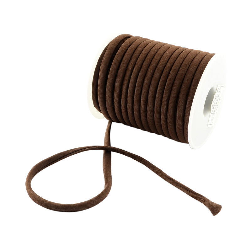 Flat soft nylon cord, coconut brown, 5x3mm, rolled spool with loose end