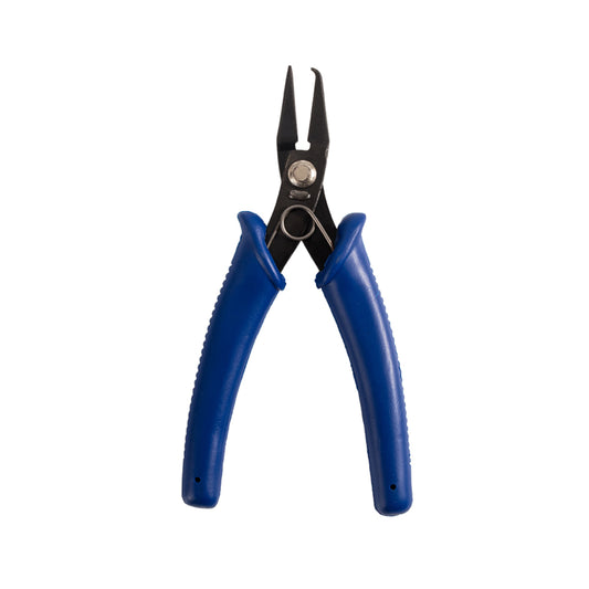 Blue and black split ring opener pliers with needle tips and blue grip handles