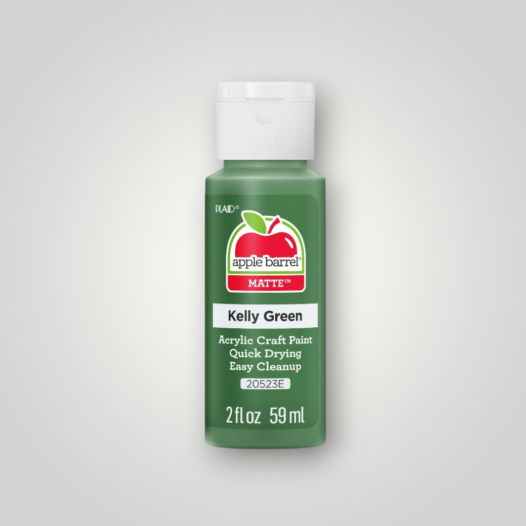 Apple Barrel acrylic craft paint, Kelly Green matte bottle, 2 fl oz (59 mL)