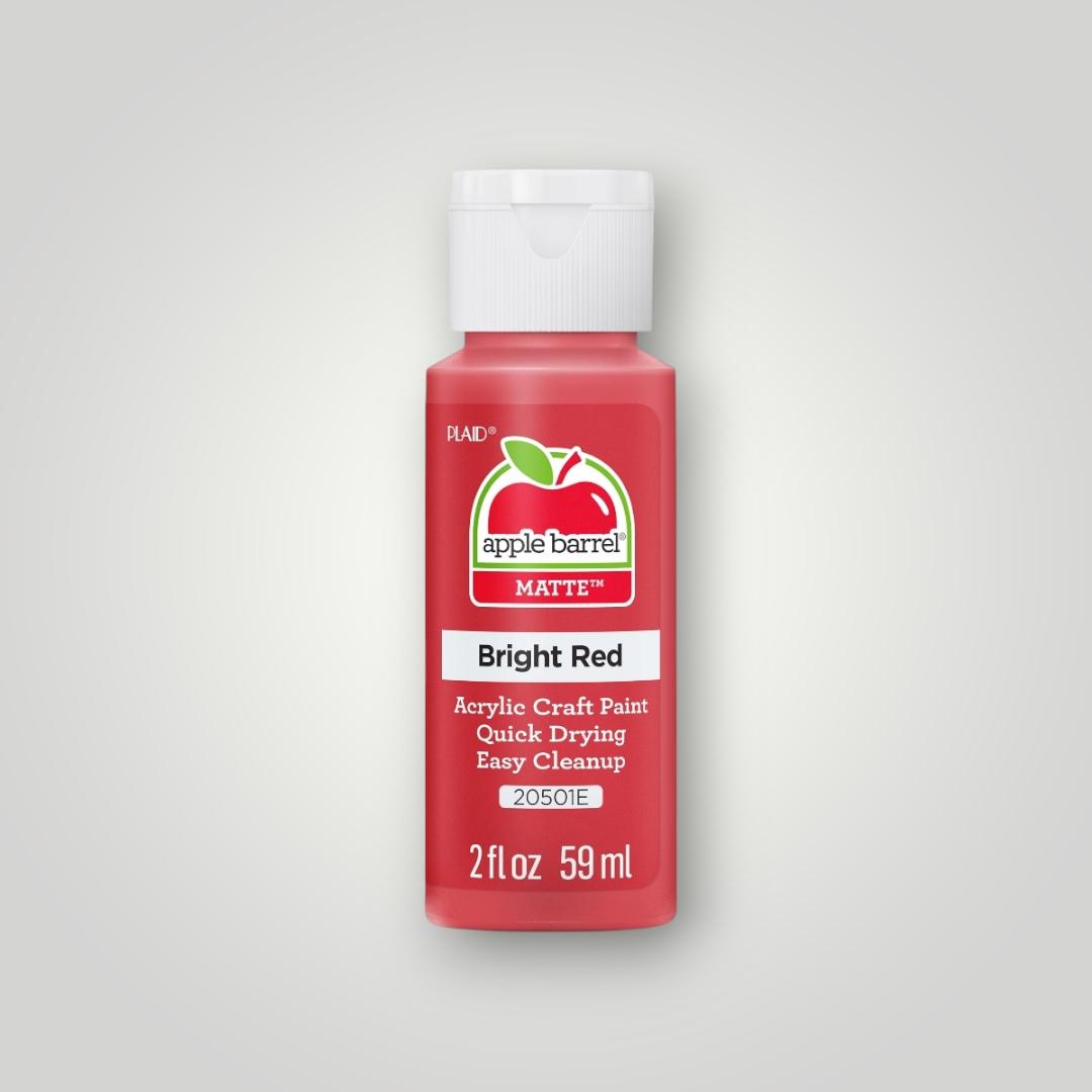 Apple Barrel matte acrylic craft paint in Bright Red, 2 fl oz (59 ml) bottle