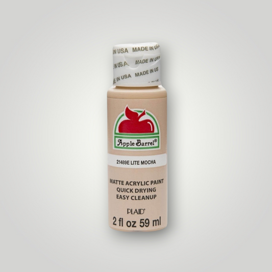 Acrylic paint bottle in Lite Mocha, matte, 2 fl oz (59 ml), label