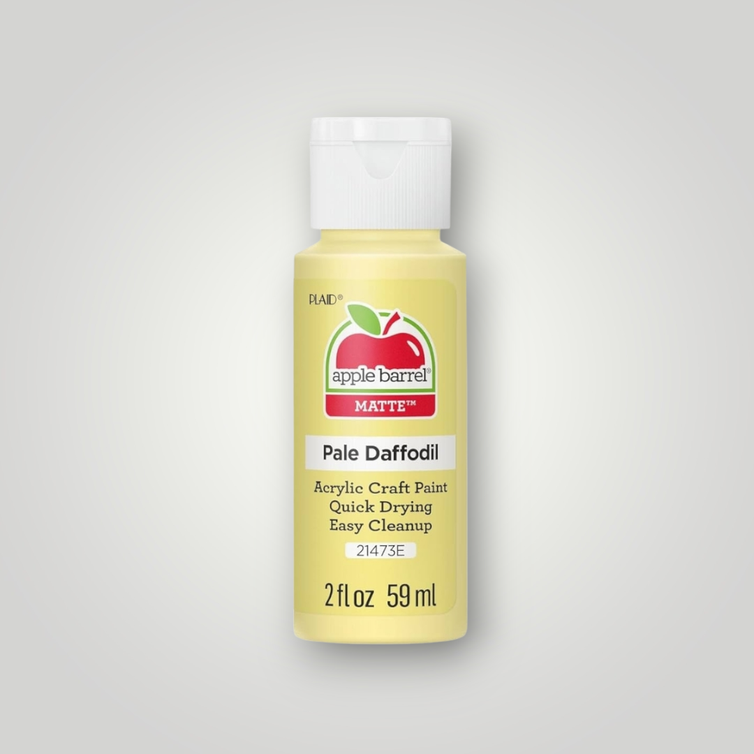 Pale daffodil yellow matte acrylic craft paint bottle, 2 fl oz (59 ml).