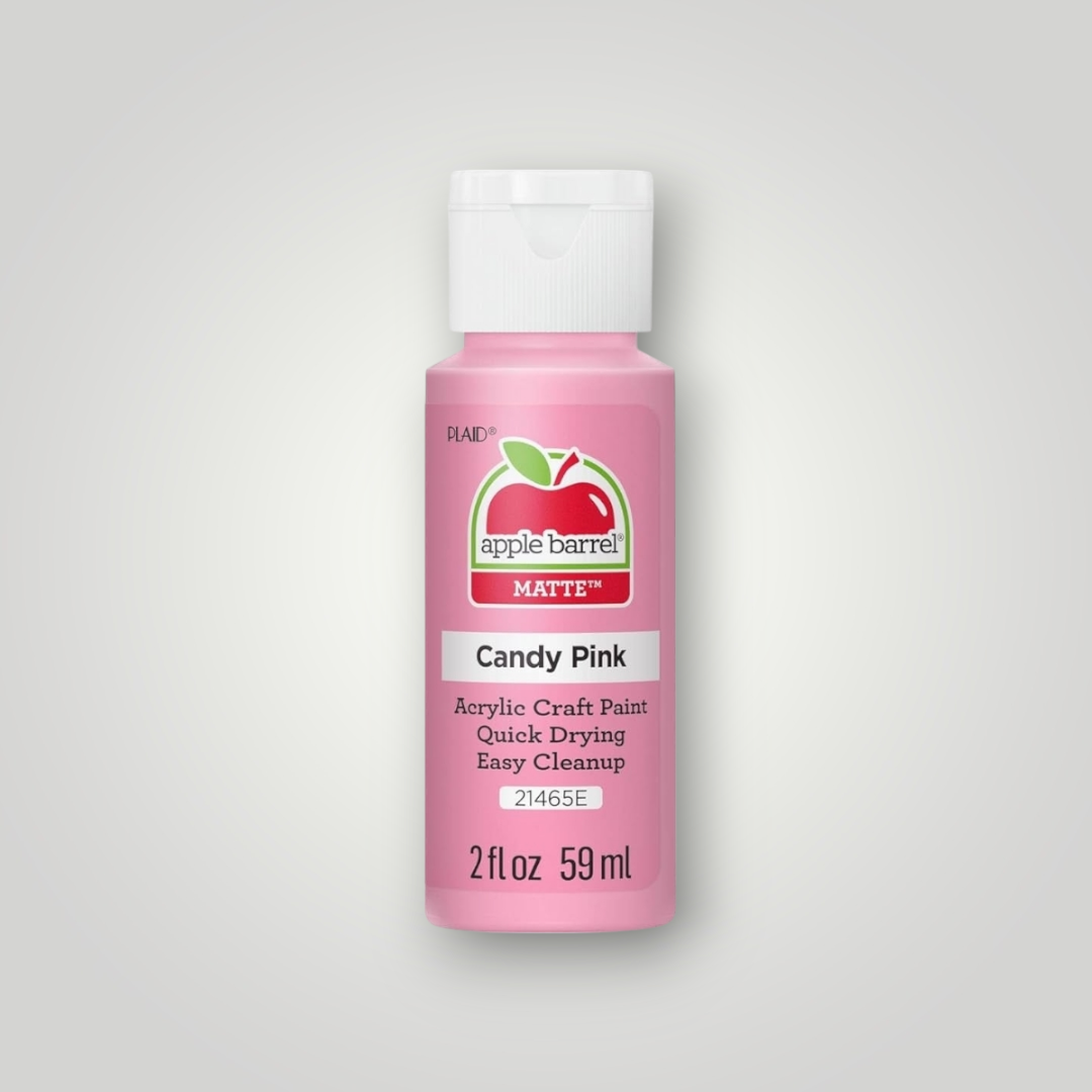 Apple Barrel acrylic craft paint bottle, matte Candy Pink, 2 fl oz (59 ml)