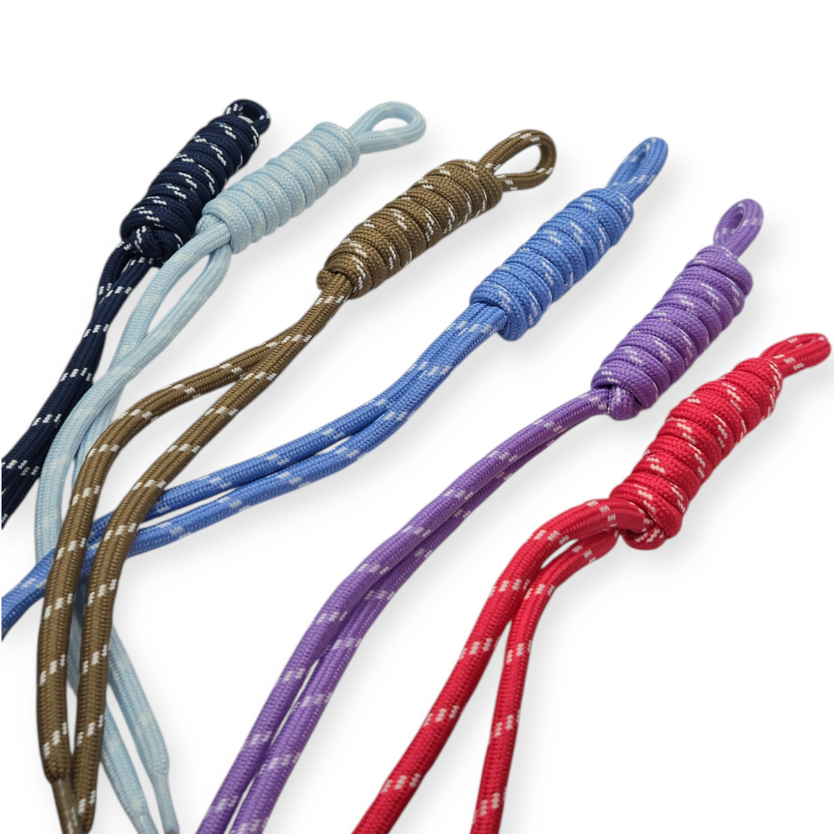 Nylon rope keychain charm with metal ring, assorted braided rope colors