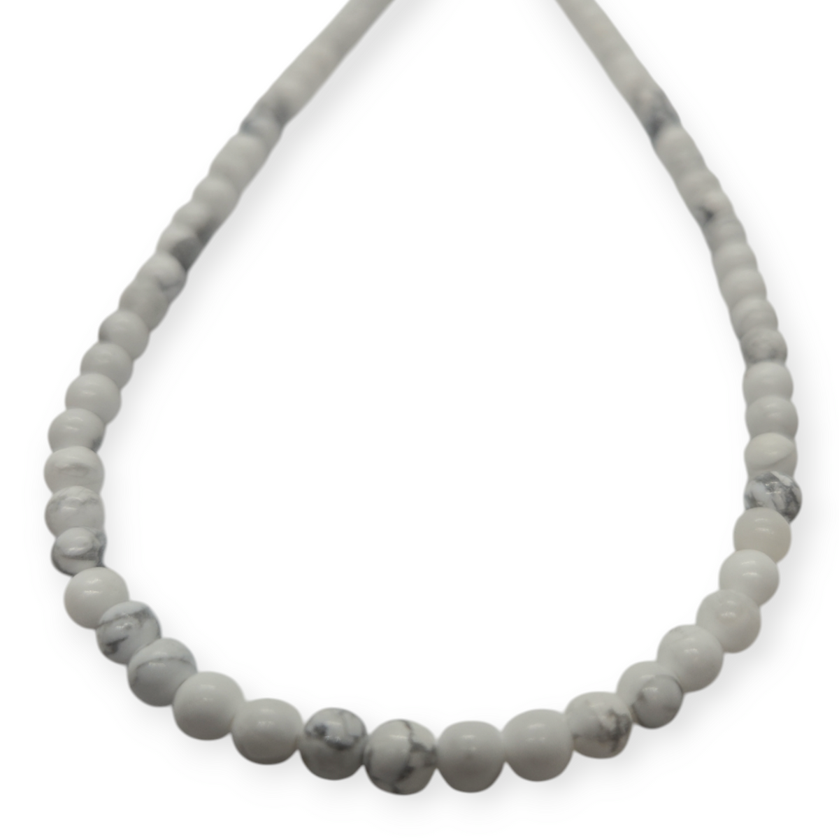 Howlite bead necklace strand with 4mm round stones, gray and white