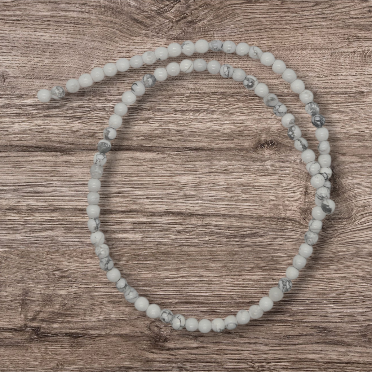 Howlite round bead bracelets, white and gray stones